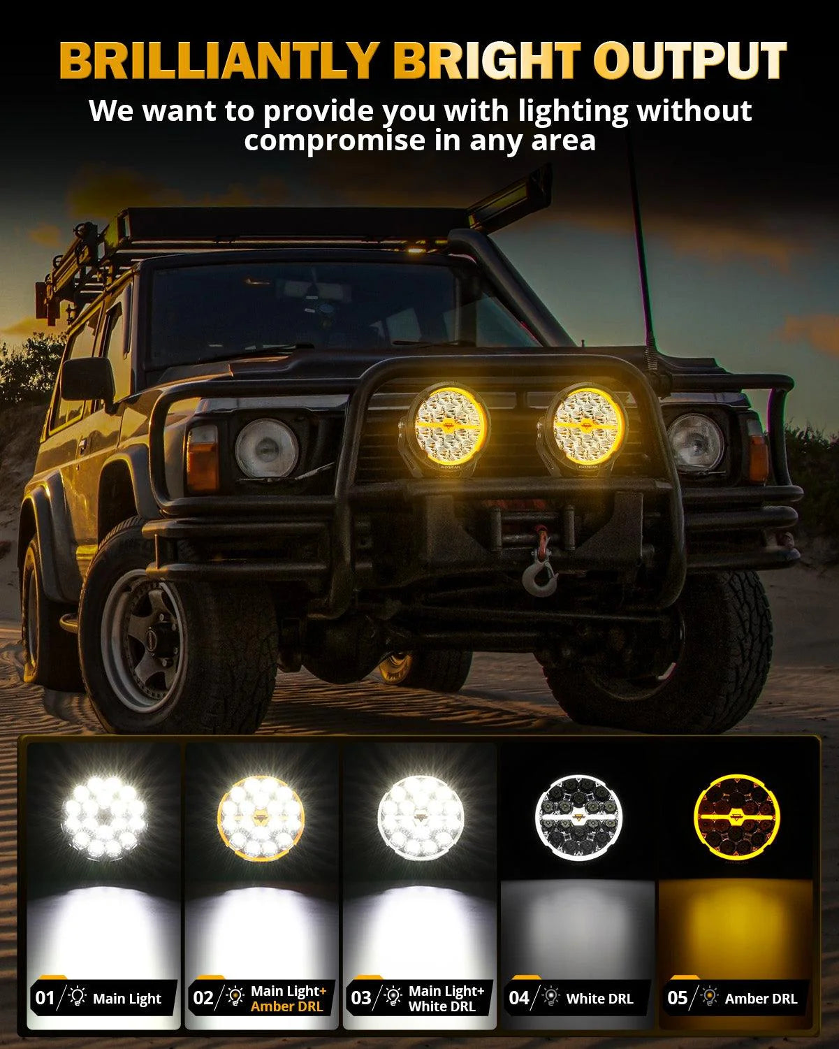 AUXBEAM RAY-L SERIES | 7 INCH 240W 25800LM DUAL DRL OFFROAD LED DRIVING LIGHTS - SLBSTORE