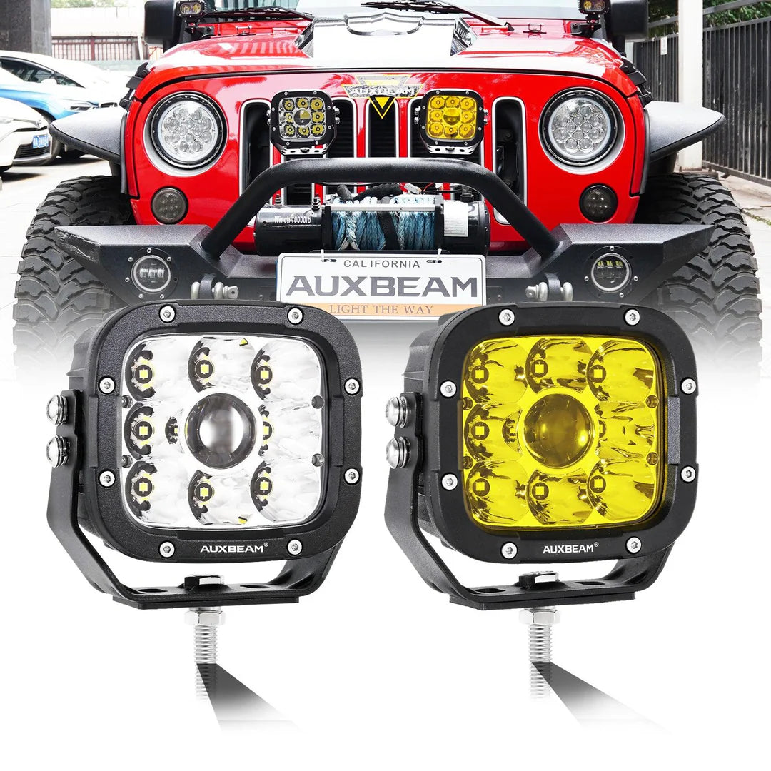 Auxbeam X-PRO SERIES 3" 40W LED Pods Cube 4800LM White And Yellow Fog Lights - SLBSTORE