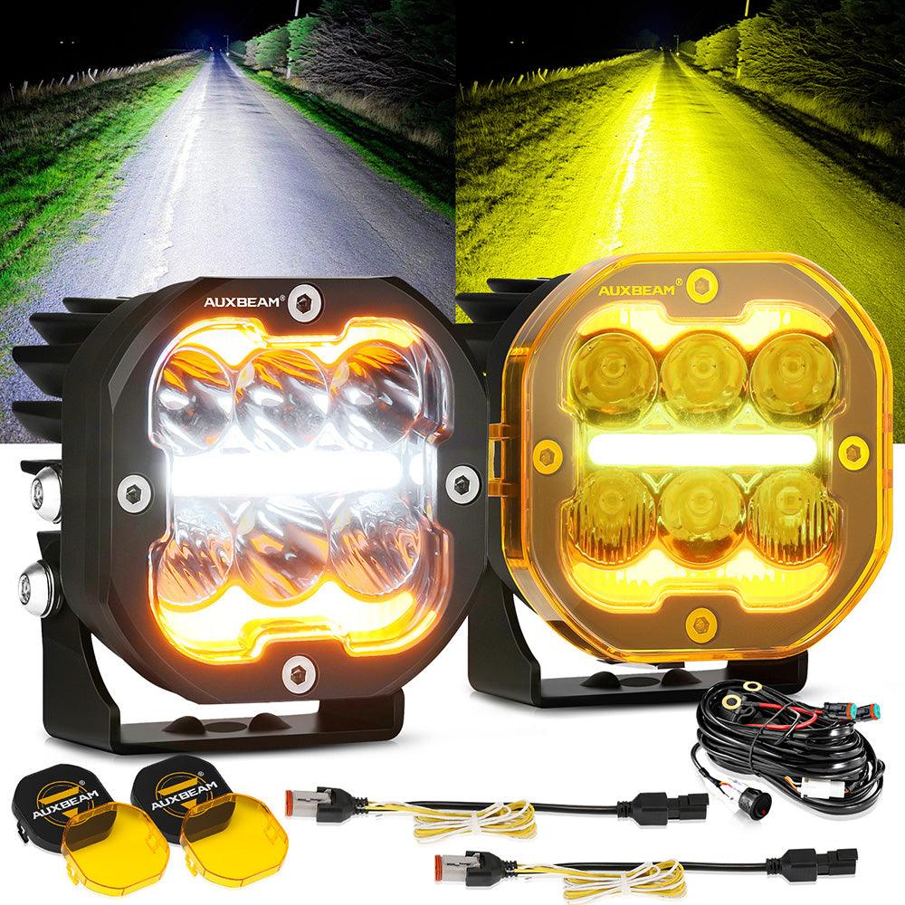 Auxbeam X-PRO SERIES 3" 40W LED Pods Cube 4800LM White And Yellow Fog Lights - SLBSTORE