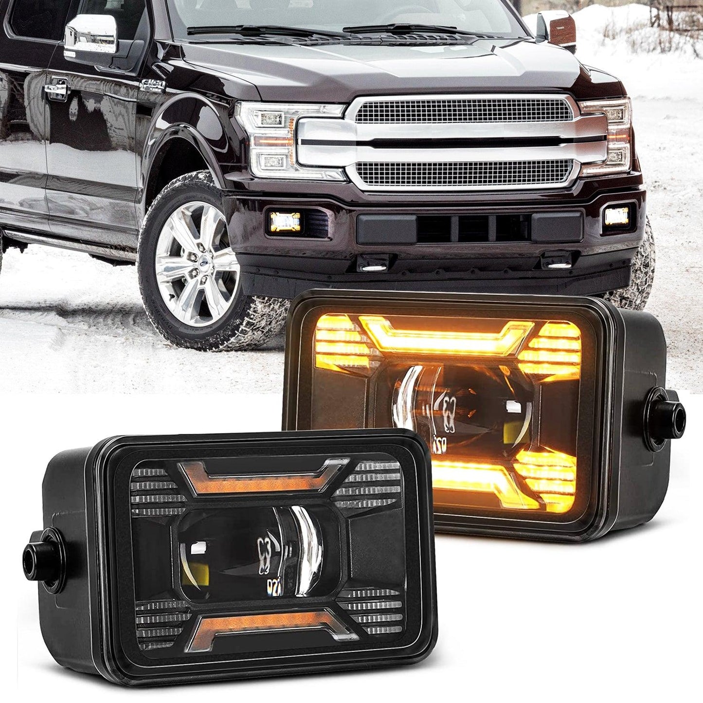 60W LED Fog Lights with DRL/ Turn Signal for Ford F150 2015 2016 2017 2018 2019 2020 - SLBSTORE