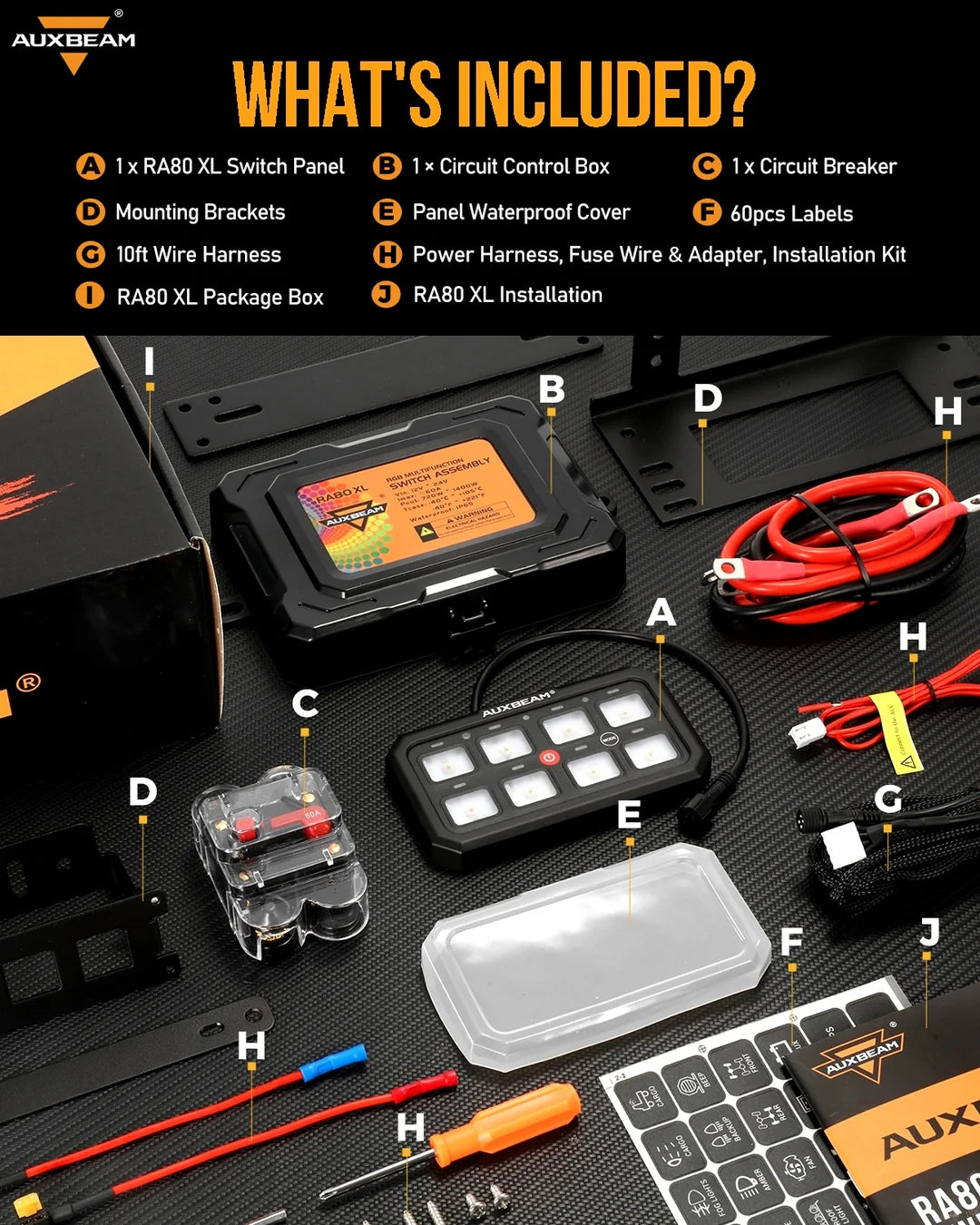 RGB SERIES 8 GANG (RA80 XL) SWITCH PANEL, LARGER SIZE, TOGGLE/ MOMENTARY/ PULSED MODE SUPPORTED - SLBSTORE