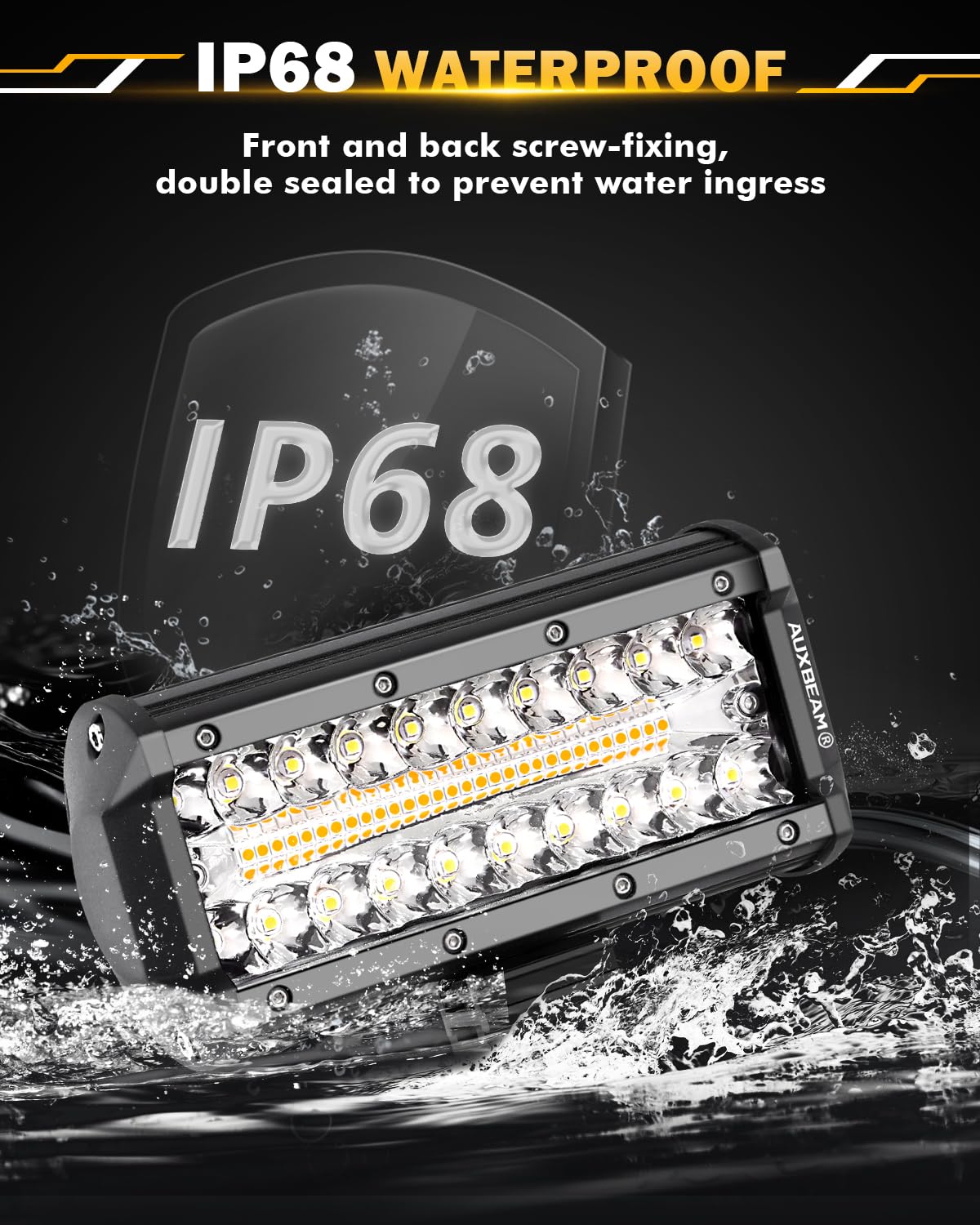 Auxbeam 6 MODES SERIES WHITE&AMBER LED LIGHT BARS 3 INCH/4INCH/7INCH/12INCH/20INCH/22 INCH/30 INCH/42 INCH/50 INCH