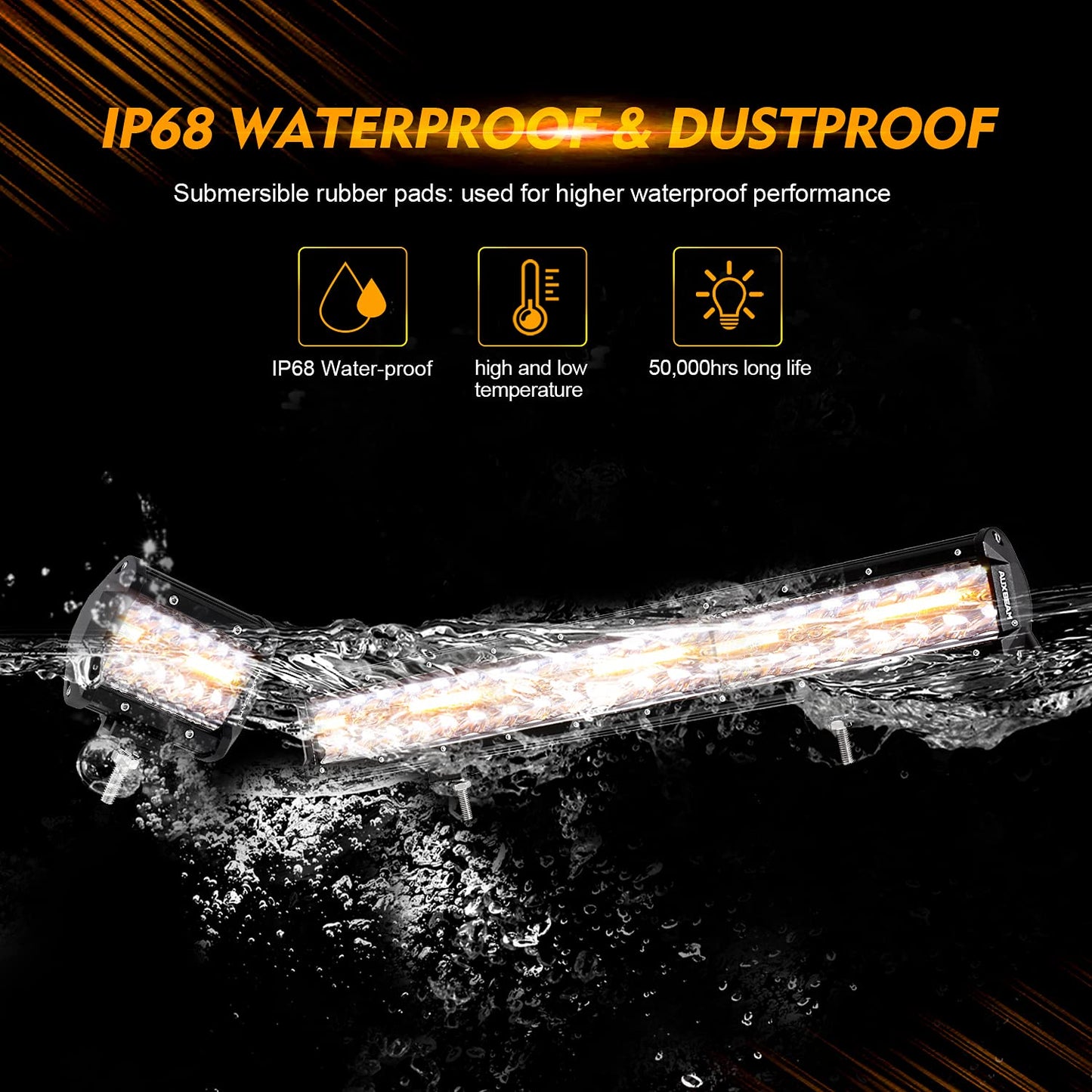 Auxbeam 6 MODES SERIES WHITE&AMBER LED LIGHT BARS 3 INCH/4INCH/7INCH/12INCH/20INCH/22 INCH/30 INCH/42 INCH/50 INCH