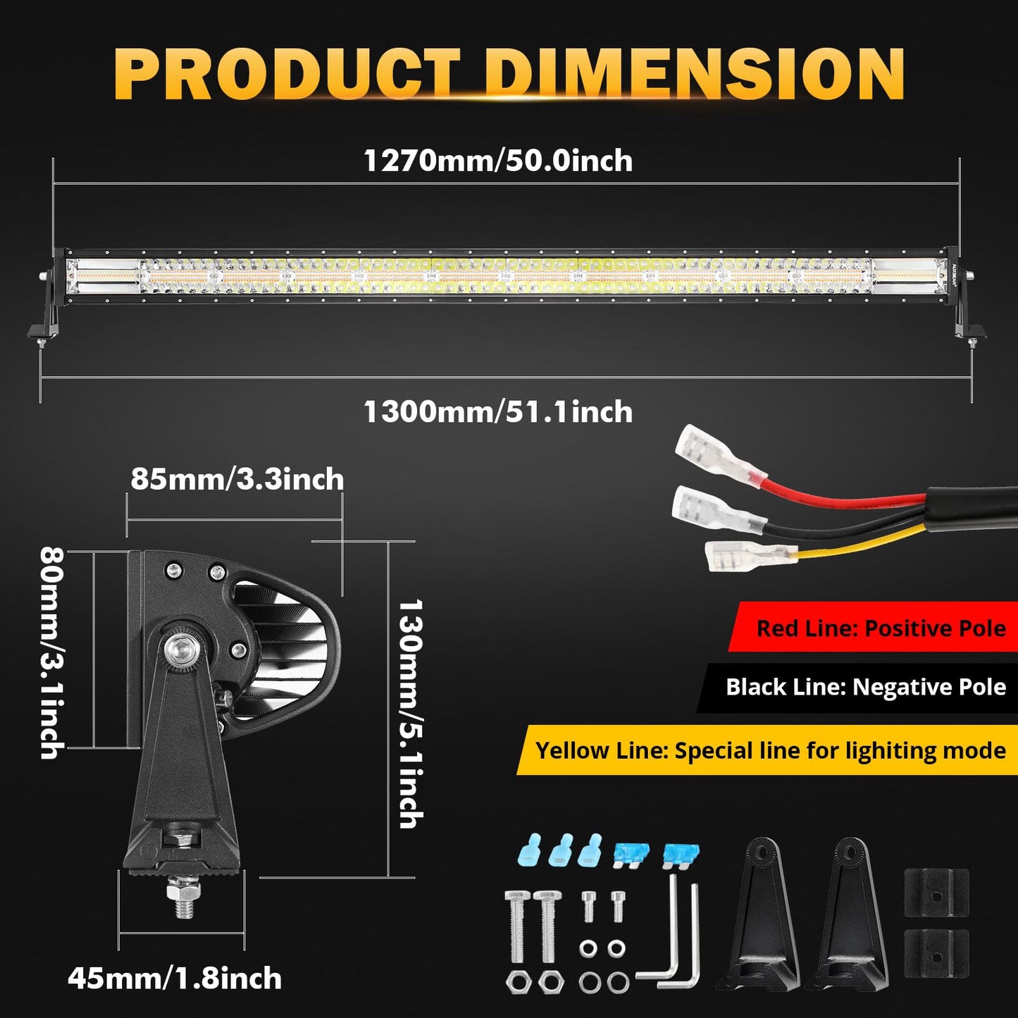 Auxbeam 6 MODES SERIES WHITE&AMBER LED LIGHT BARS 3 INCH/4INCH/7INCH/12INCH/20INCH/22 INCH/30 INCH/42 INCH/50 INCH