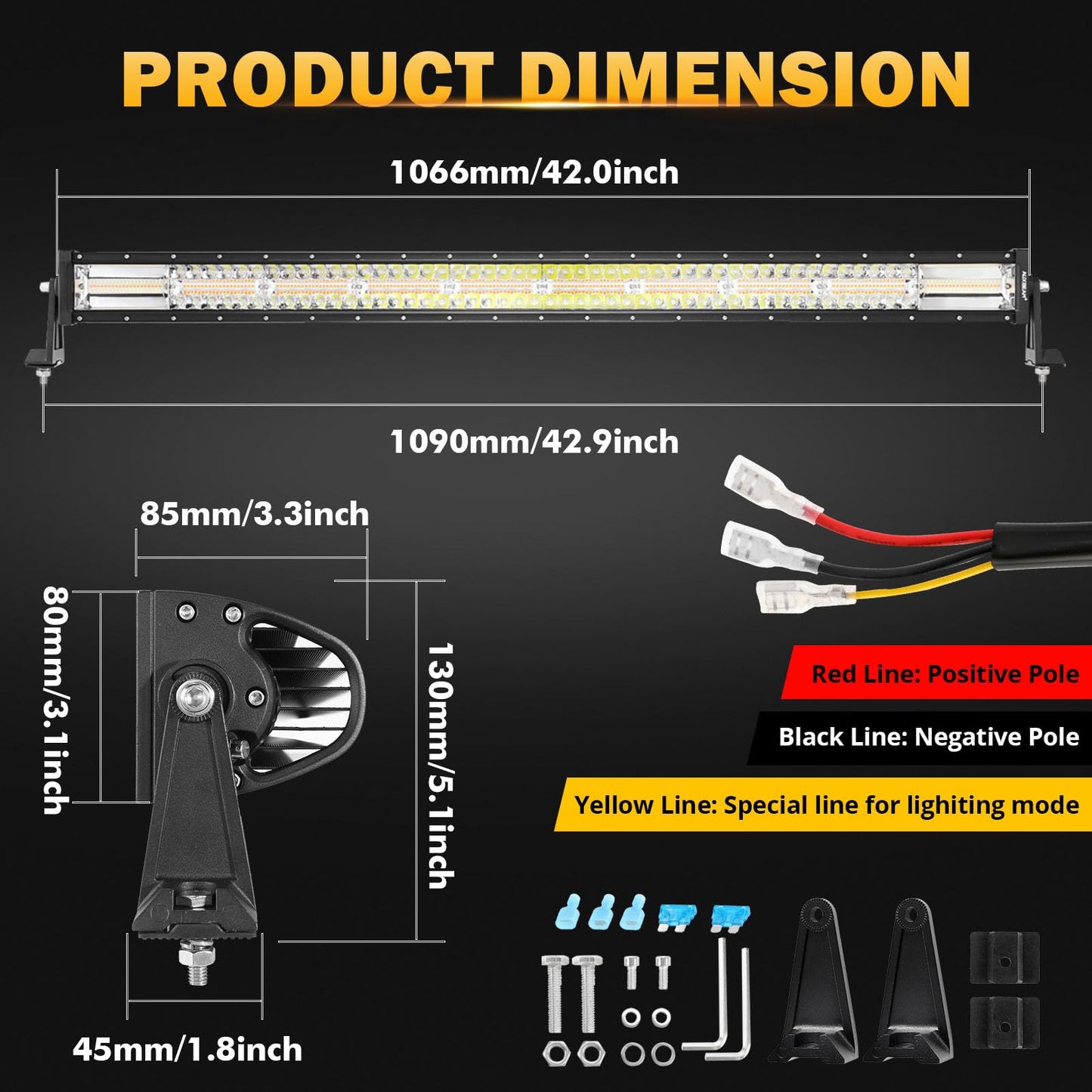 Auxbeam 6 MODES SERIES WHITE&AMBER LED LIGHT BARS 3 INCH/4INCH/7INCH/12INCH/20INCH/22 INCH/30 INCH/42 INCH/50 INCH