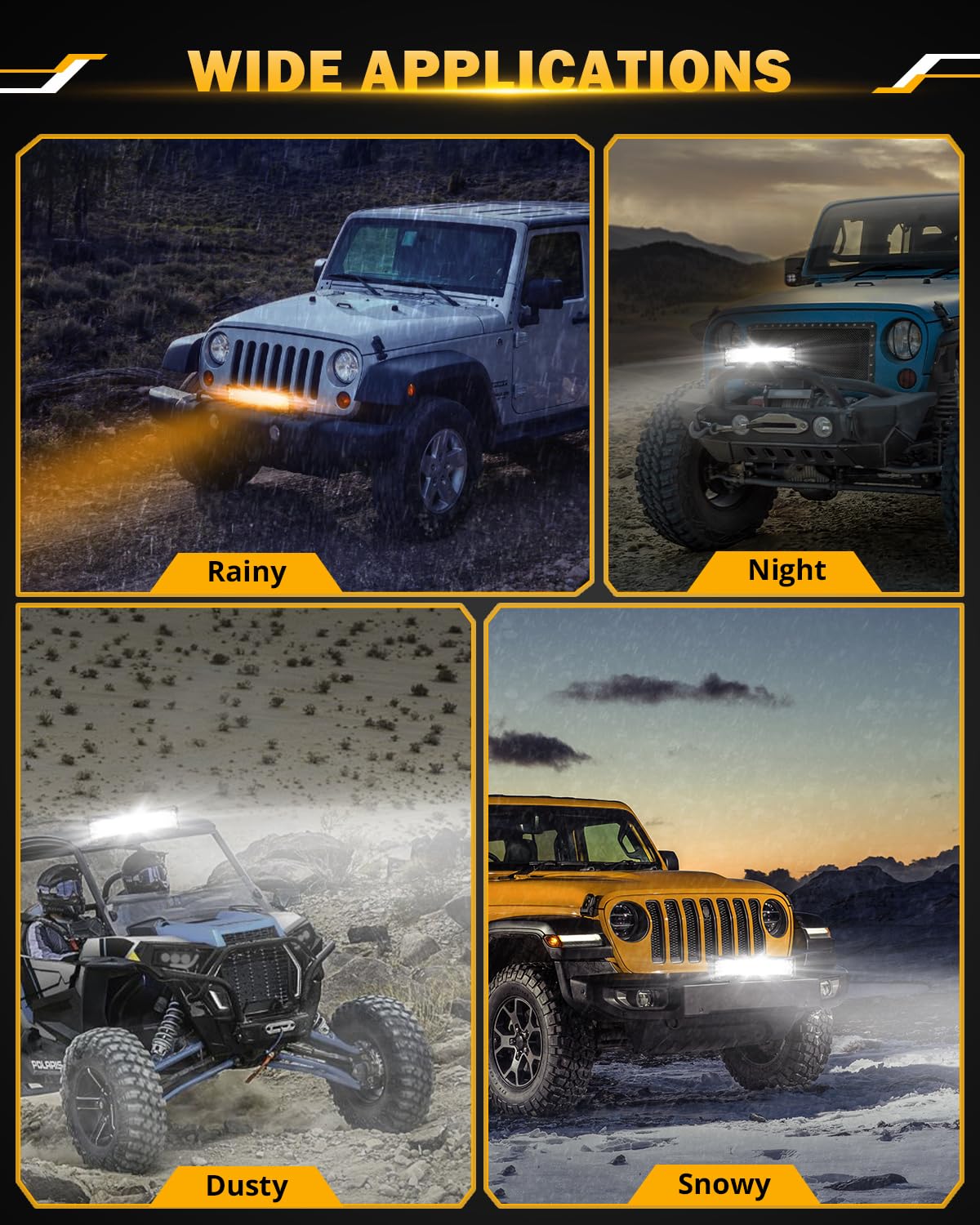 Auxbeam 6 MODES SERIES WHITE&AMBER LED LIGHT BARS 3 INCH/4INCH/7INCH/12INCH/20INCH/22 INCH/30 INCH/42 INCH/50 INCH