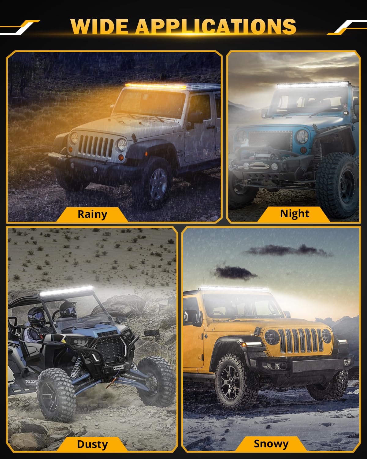 Auxbeam 6 MODES SERIES WHITE&AMBER LED LIGHT BARS 3 INCH/4INCH/7INCH/12INCH/20INCH/22 INCH/30 INCH/42 INCH/50 INCH