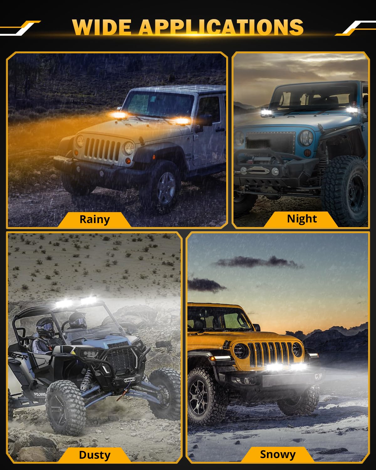 Auxbeam 6 MODES SERIES WHITE&AMBER LED LIGHT BARS 3 INCH/4INCH/7INCH/12INCH/20INCH/22 INCH/30 INCH/42 INCH/50 INCH