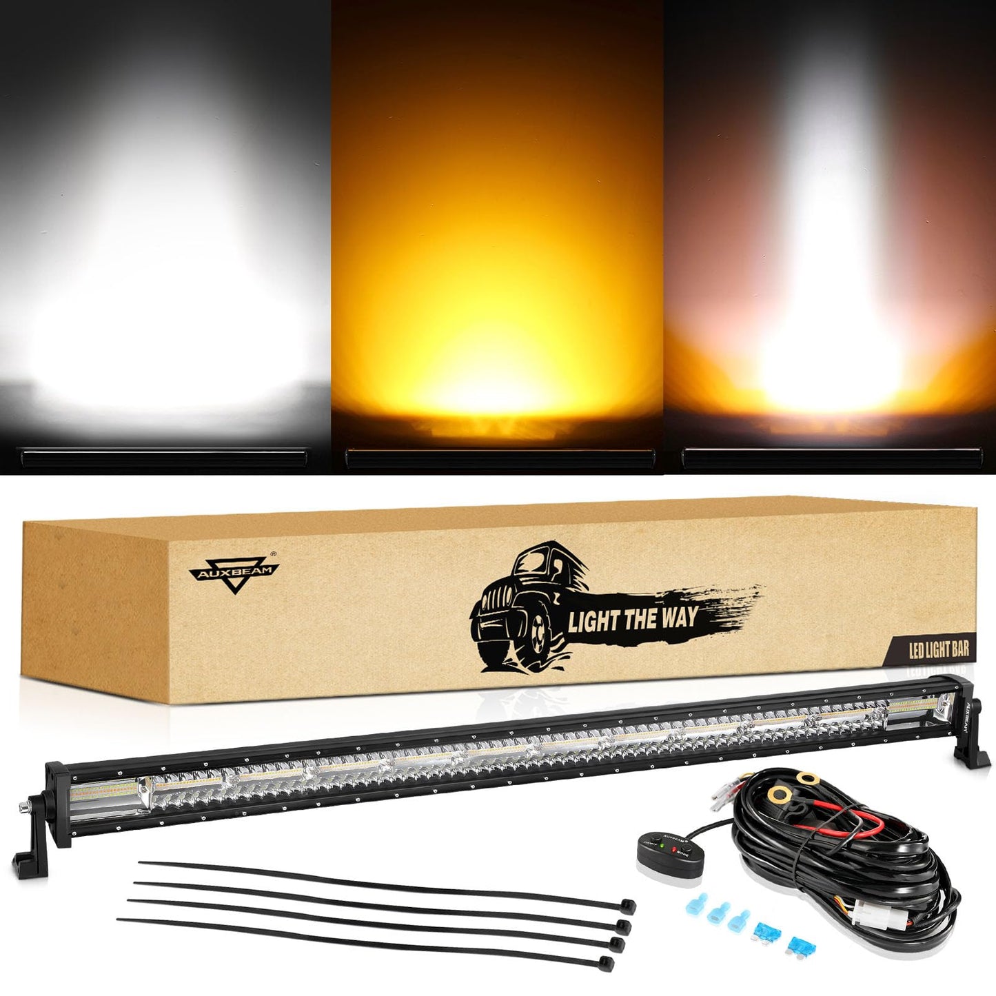 Auxbeam 6 MODES SERIES WHITE&AMBER LED LIGHT BARS 3 INCH/4INCH/7INCH/12INCH/20INCH/22 INCH/30 INCH/42 INCH/50 INCH