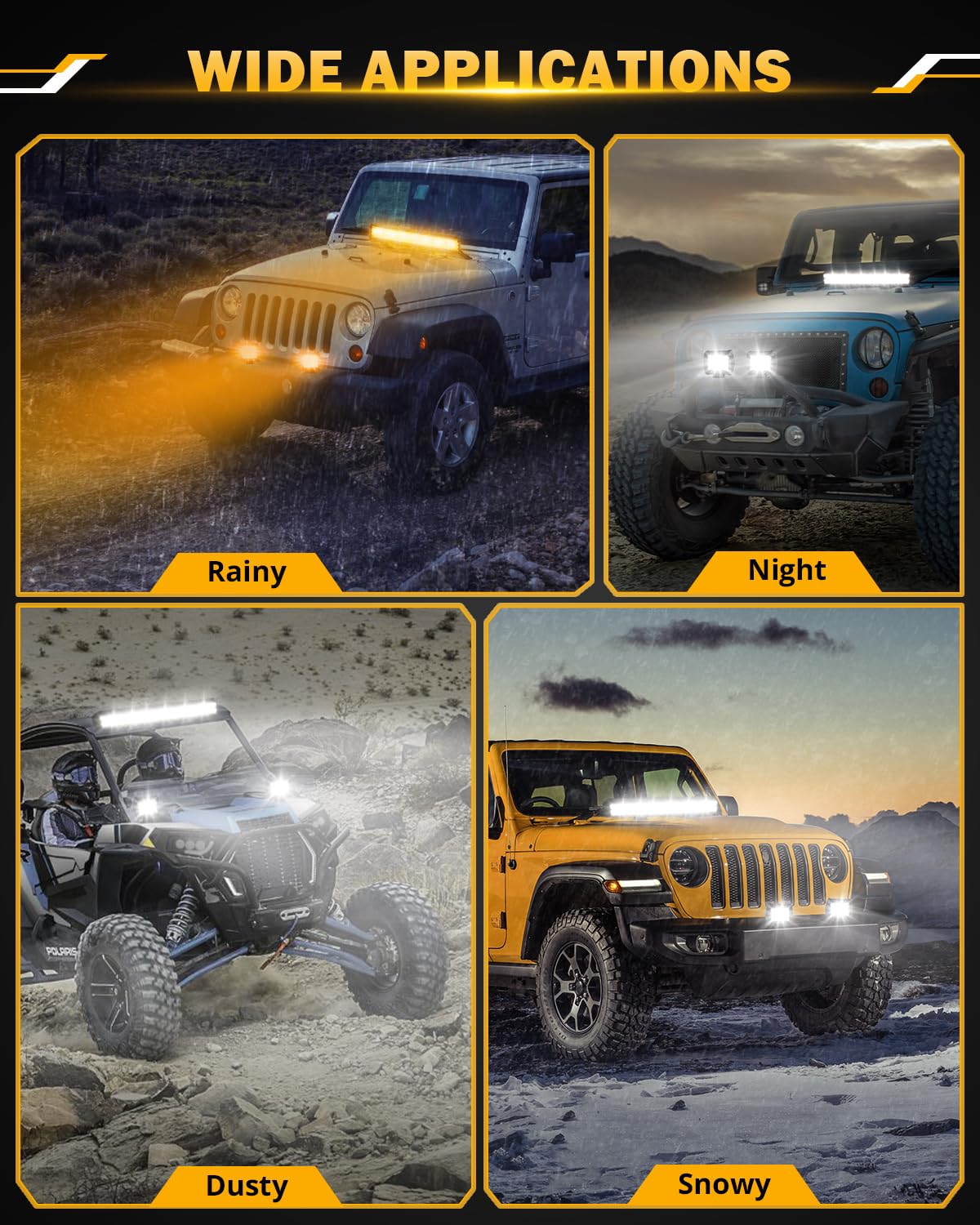 Auxbeam 6 MODES SERIES WHITE&AMBER LED LIGHT BARS 3 INCH/4INCH/7INCH/12INCH/20INCH/22 INCH/30 INCH/42 INCH/50 INCH