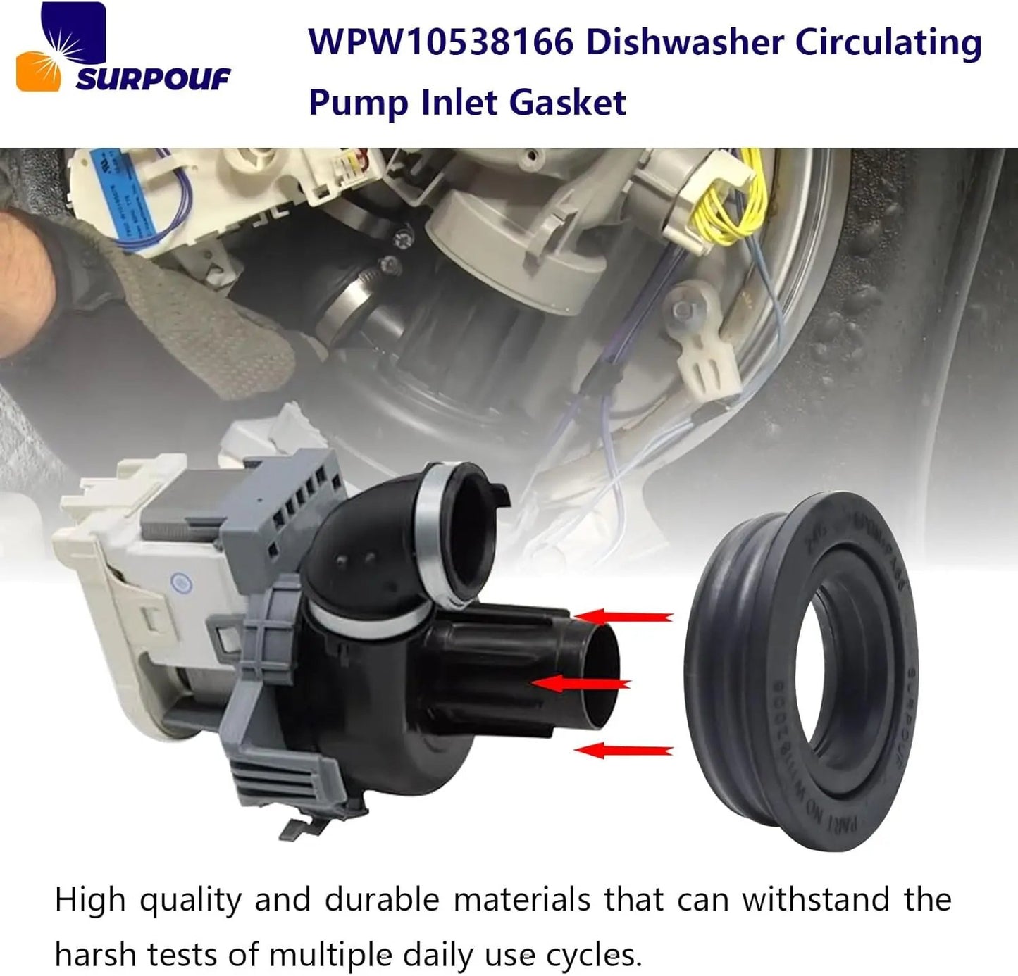 Dishwasher Circulation Pump Inlet Grommet - Compatible with Whirlpool Kenmore - Replaces WPW10538166 - SLBSTORE