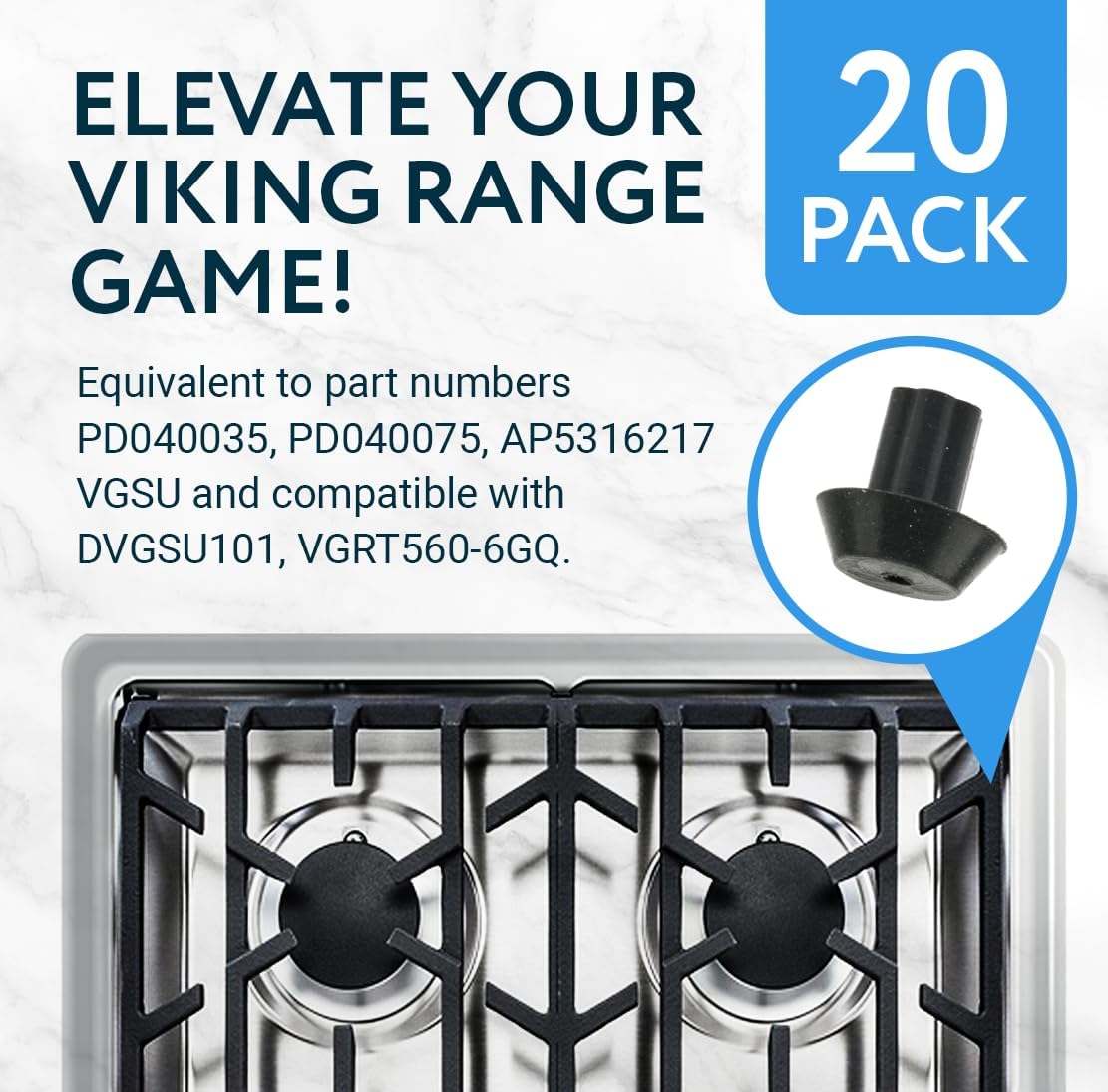 20-Pack Rubber Feet Stove Grates Compatible Viking Range Models DVGSU101 & VGRT560-6GQ - SLBSTORE