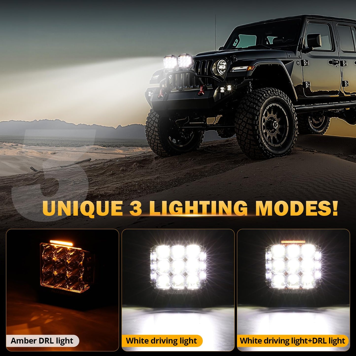 Auxbeam V-MAX Series Led Pods Lights with Amber Covers - SLBSTORE
