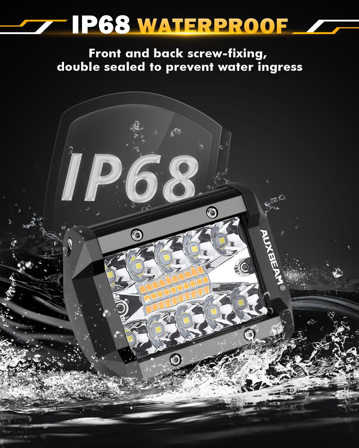 Auxbeam 6 MODES SERIES WHITE&AMBER LED LIGHT BARS 3 INCH/4INCH/7INCH/12INCH/20INCH/22 INCH/30 INCH/42 INCH/50 INCH