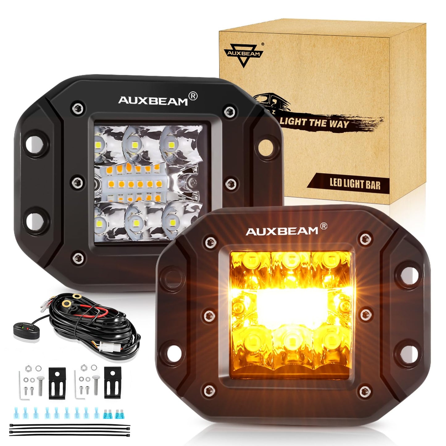 Auxbeam 6 MODES SERIES WHITE&AMBER LED LIGHT BARS 3 INCH/4INCH/7INCH/12INCH/20INCH/22 INCH/30 INCH/42 INCH/50 INCH