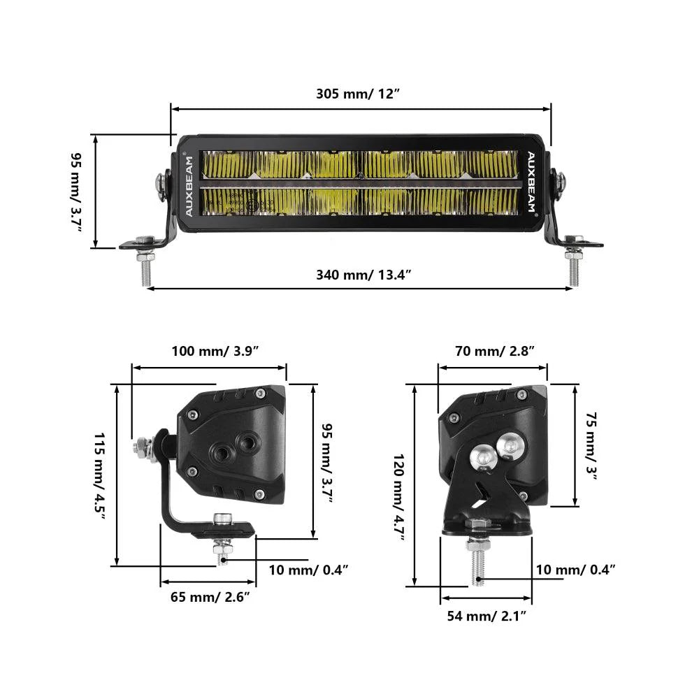 AUXBEAM SP-DRL SERIES 12 INCH 70W 8160LM DUAL ROW OFF ROAD LED LIGHT BAR WITH AMBER&WHITE DRL - SLBSTORE