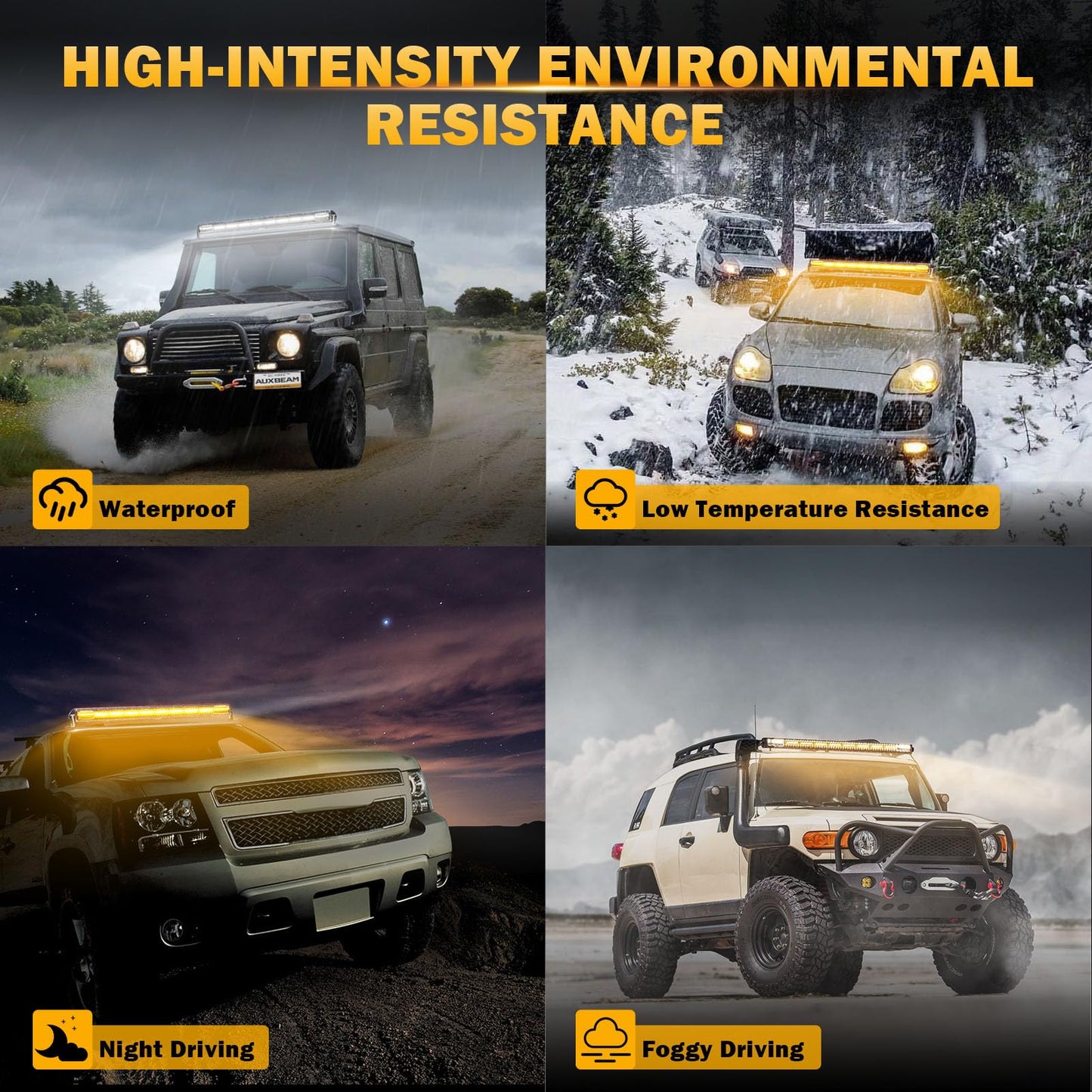 Auxbeam 6 MODES SERIES WHITE&AMBER LED LIGHT BARS 3 INCH/4INCH/7INCH/12INCH/20INCH/22 INCH/30 INCH/42 INCH/50 INCH