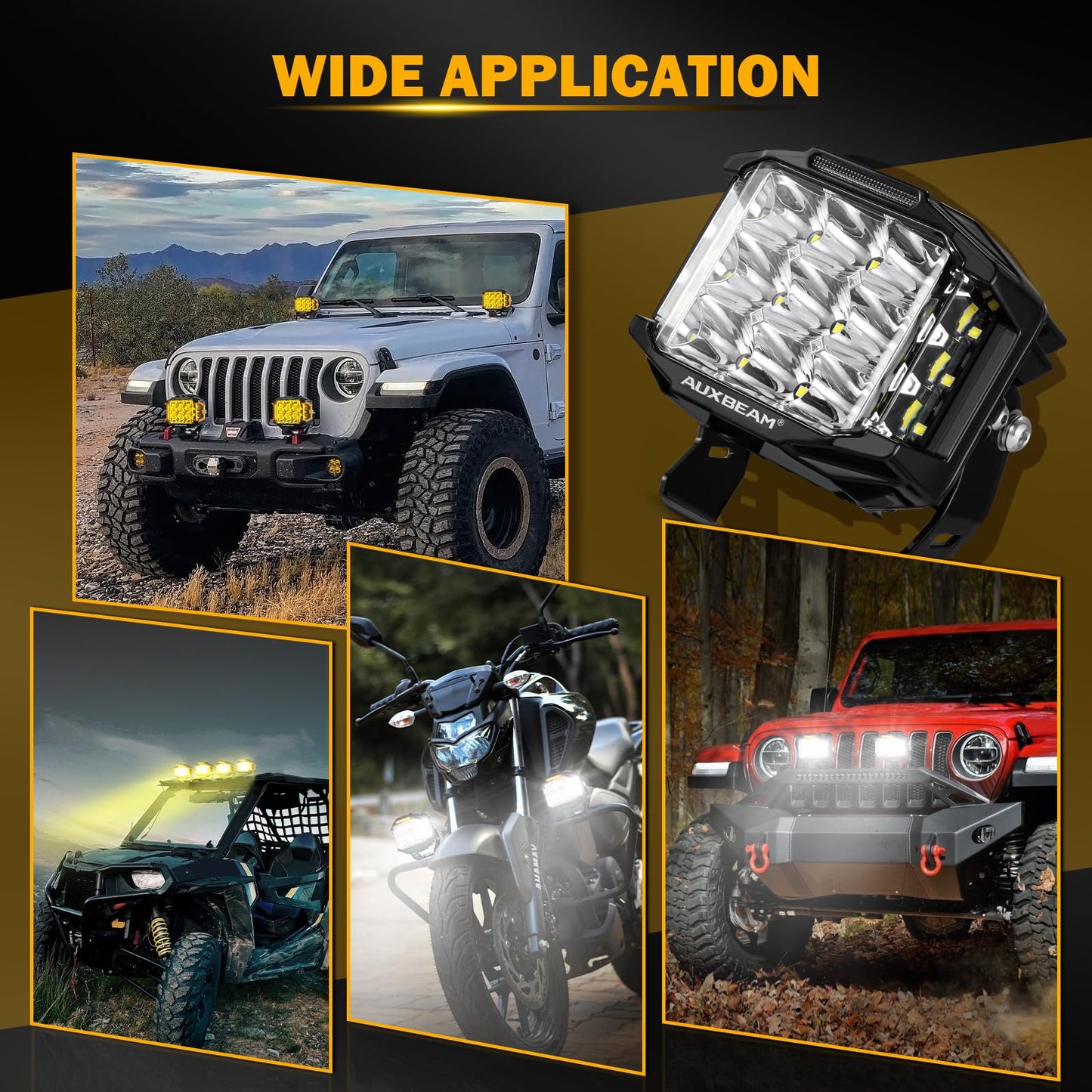 Auxbeam V-MAX Series Led Pods Lights with Amber Covers - SLBSTORE
