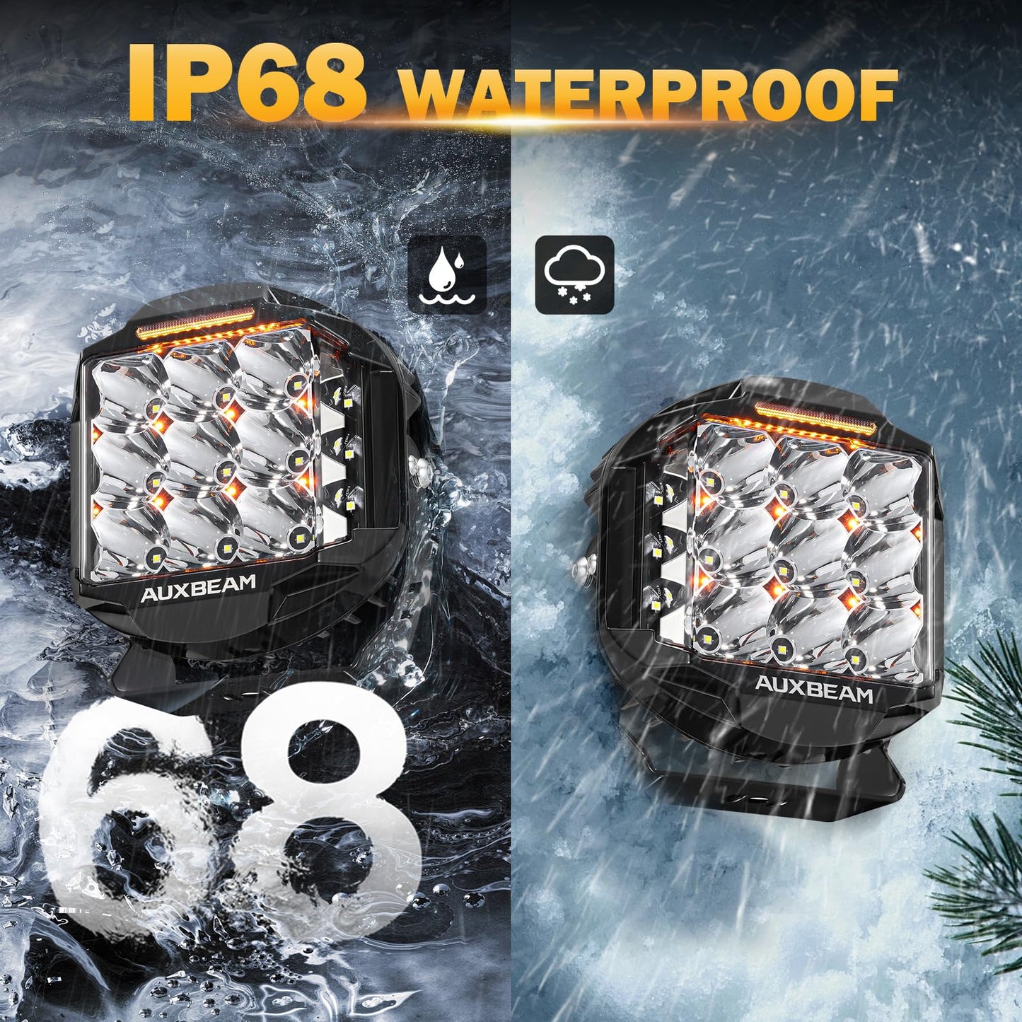 Auxbeam V-MAX Series Led Pods Lights with Amber Covers - SLBSTORE
