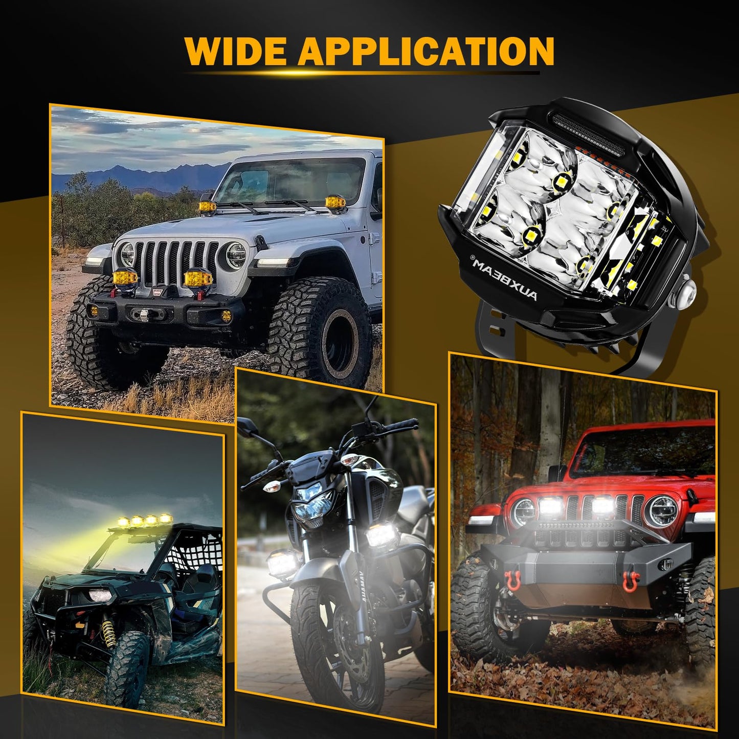 Auxbeam V-MAX Series Led Pods Lights with Amber Covers - SLBSTORE