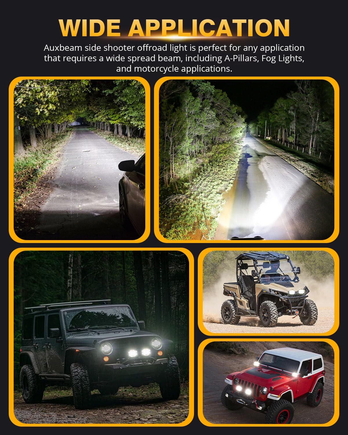 Auxbeam V-MAX Series Led Pods Lights with Amber Covers - SLBSTORE