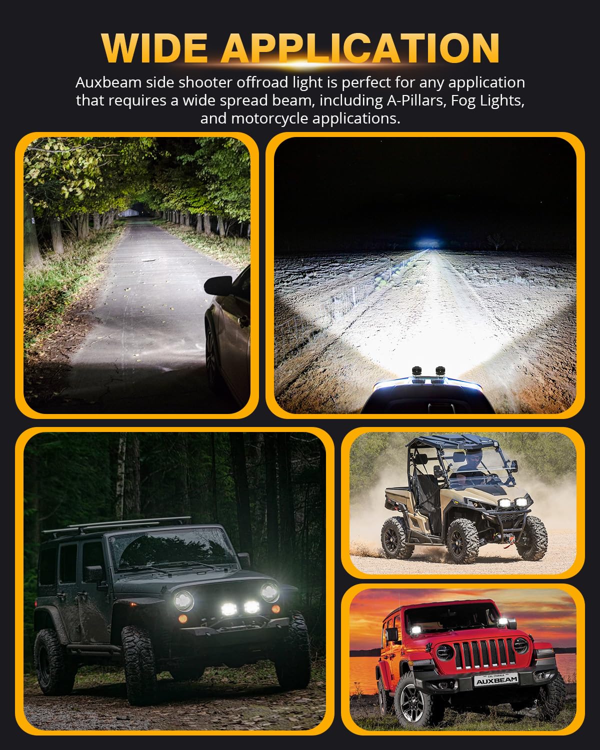 Auxbeam V-MAX Series Led Pods Lights with Amber Covers - SLBSTORE