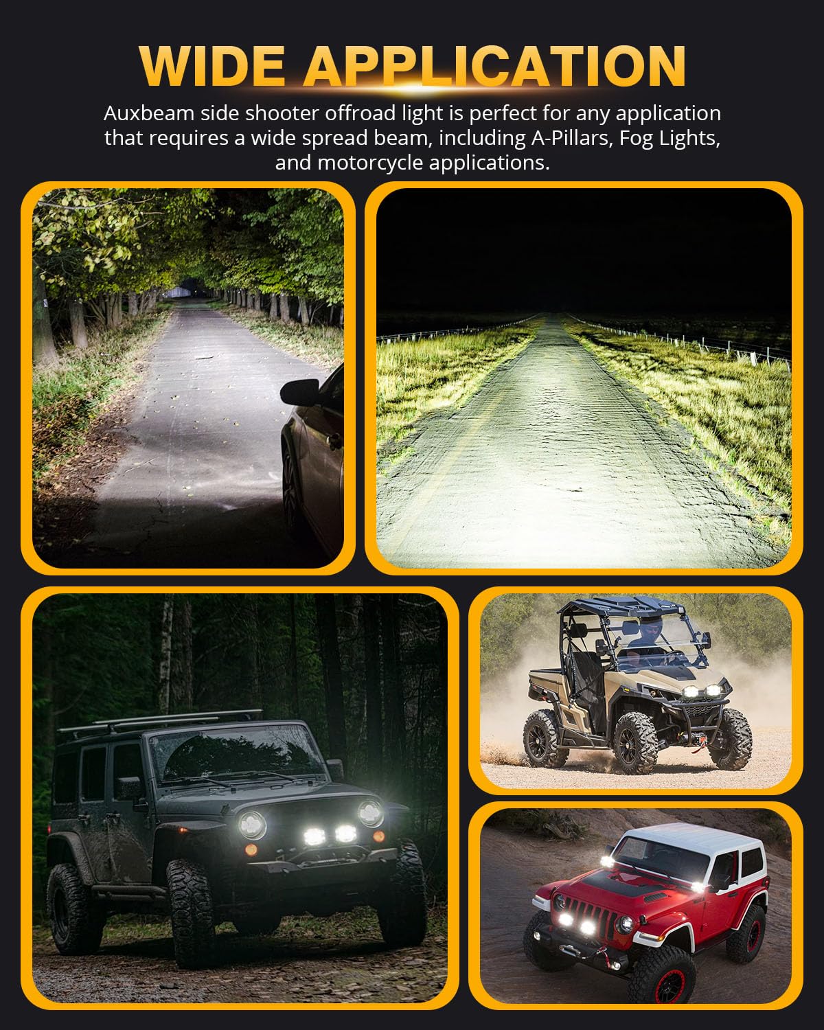 Auxbeam V-MAX Series Led Pods Lights with Amber Covers - SLBSTORE