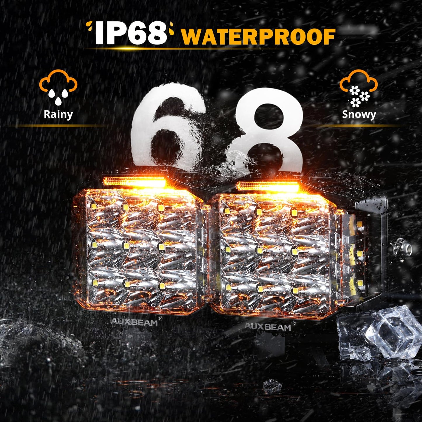 Auxbeam V-MAX Series Led Pods Lights with Amber Covers - SLBSTORE