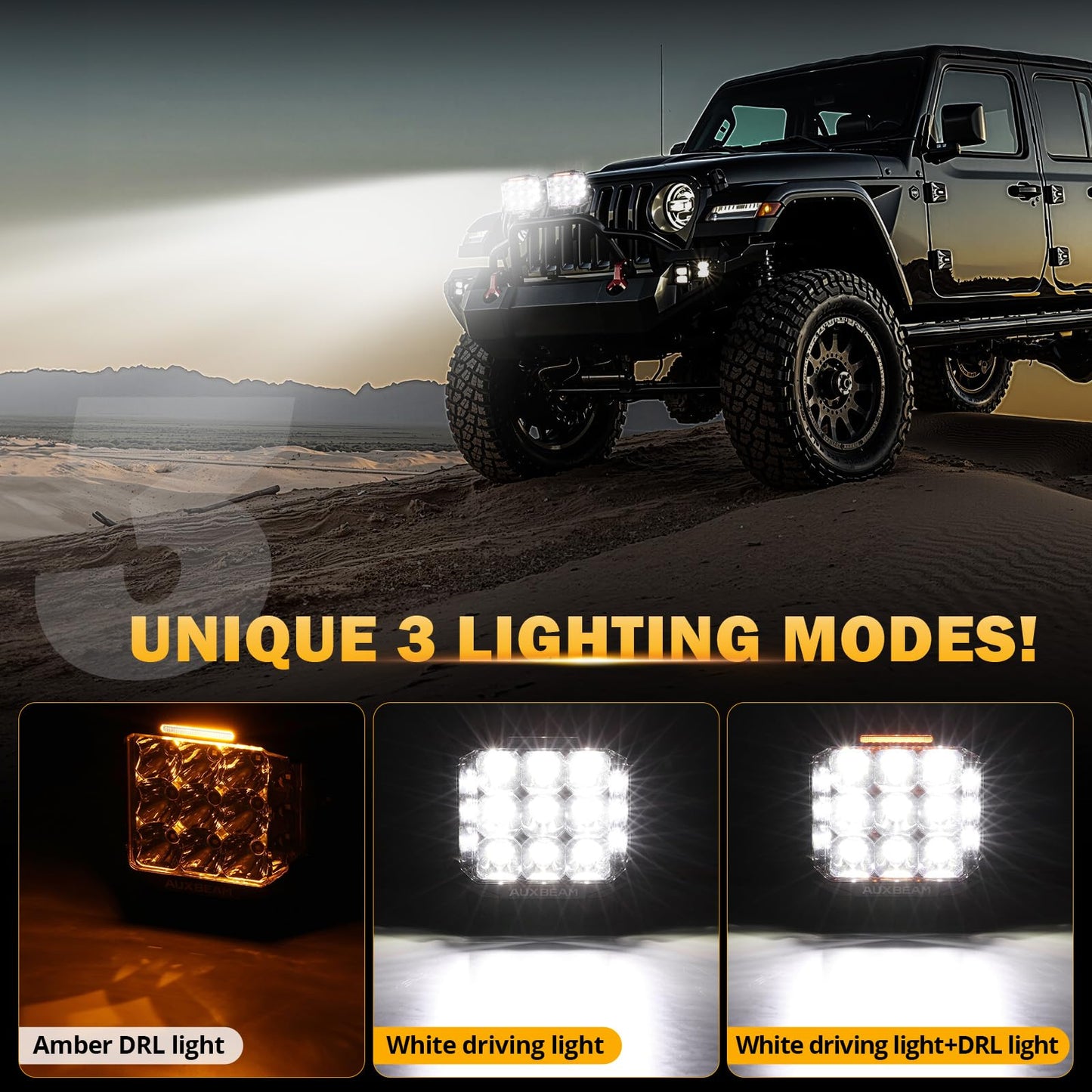Auxbeam V-MAX Series Led Pods Lights with Amber Covers - SLBSTORE