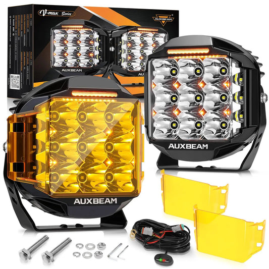 Auxbeam V - MAX Series Led Pods Lights with Amber Covers - SLBSTORE