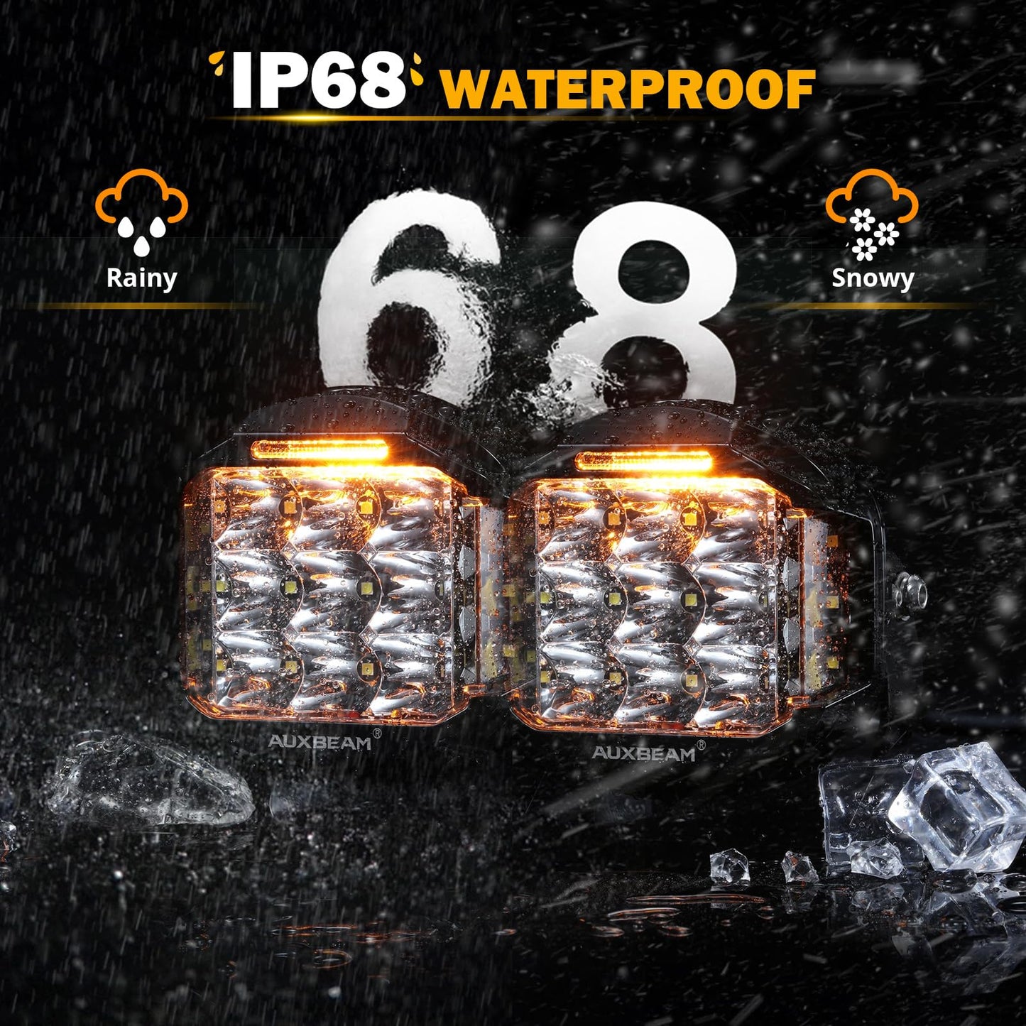 Auxbeam V-MAX Series Led Pods Lights with Amber Covers - SLBSTORE