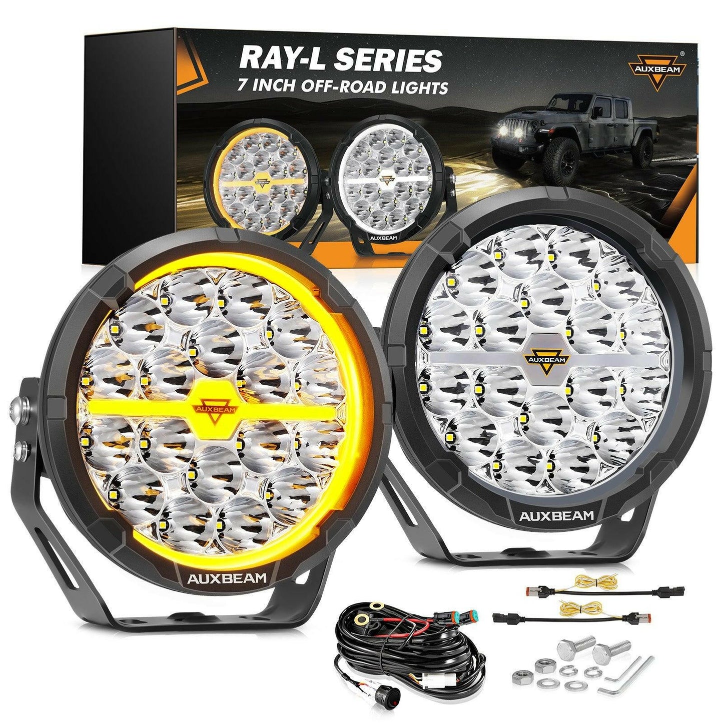 AUXBEAM RAY-L SERIES | 7 INCH 240W 25800LM DUAL DRL OFFROAD LED DRIVING LIGHTS - SLBSTORE