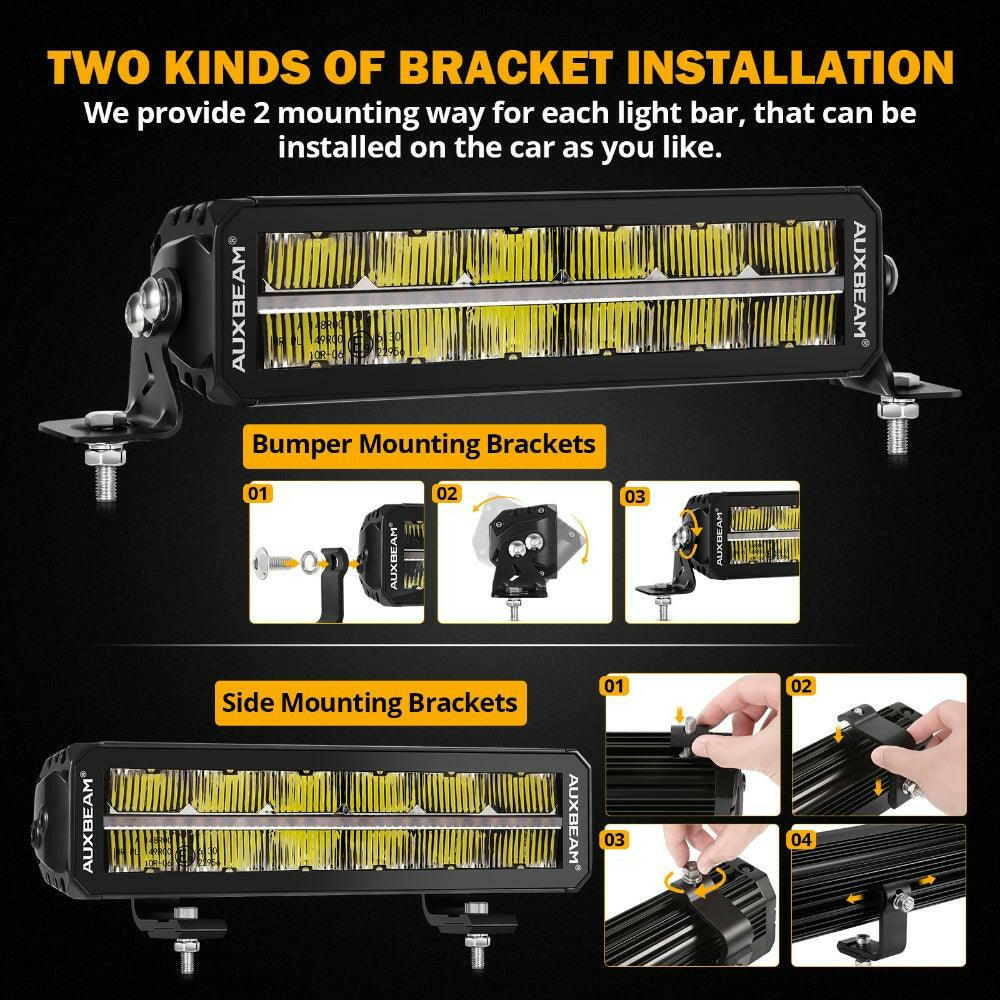 AUXBEAM SP-DRL SERIES 12 INCH 70W 8160LM DUAL ROW OFF ROAD LED LIGHT BAR WITH AMBER&WHITE DRL - SLBSTORE