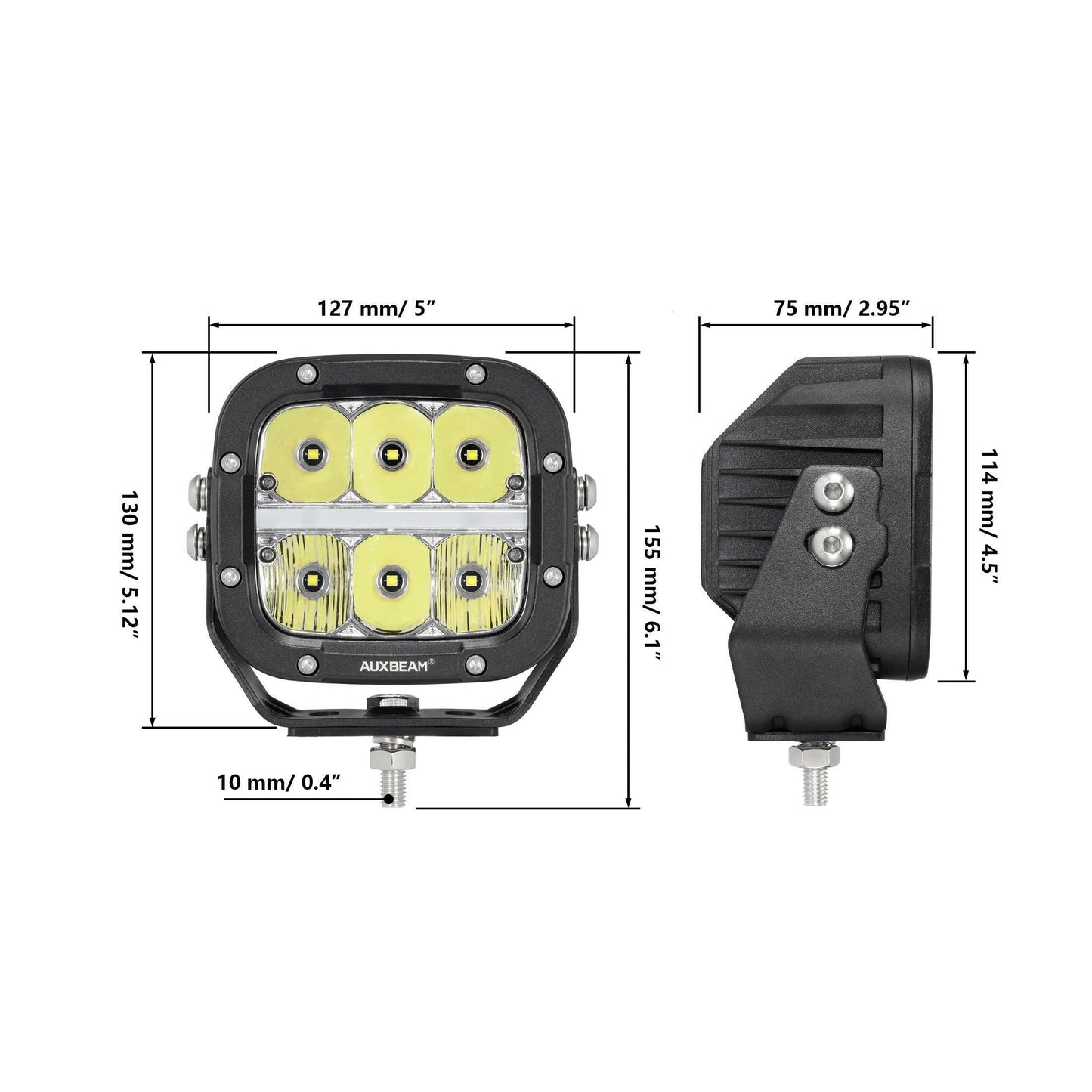 Auxbeam 5" XP-Ultra Series LED Offroad Light With Amber DRL 132W 15600LM (2 Pcs) - SLBSTORE