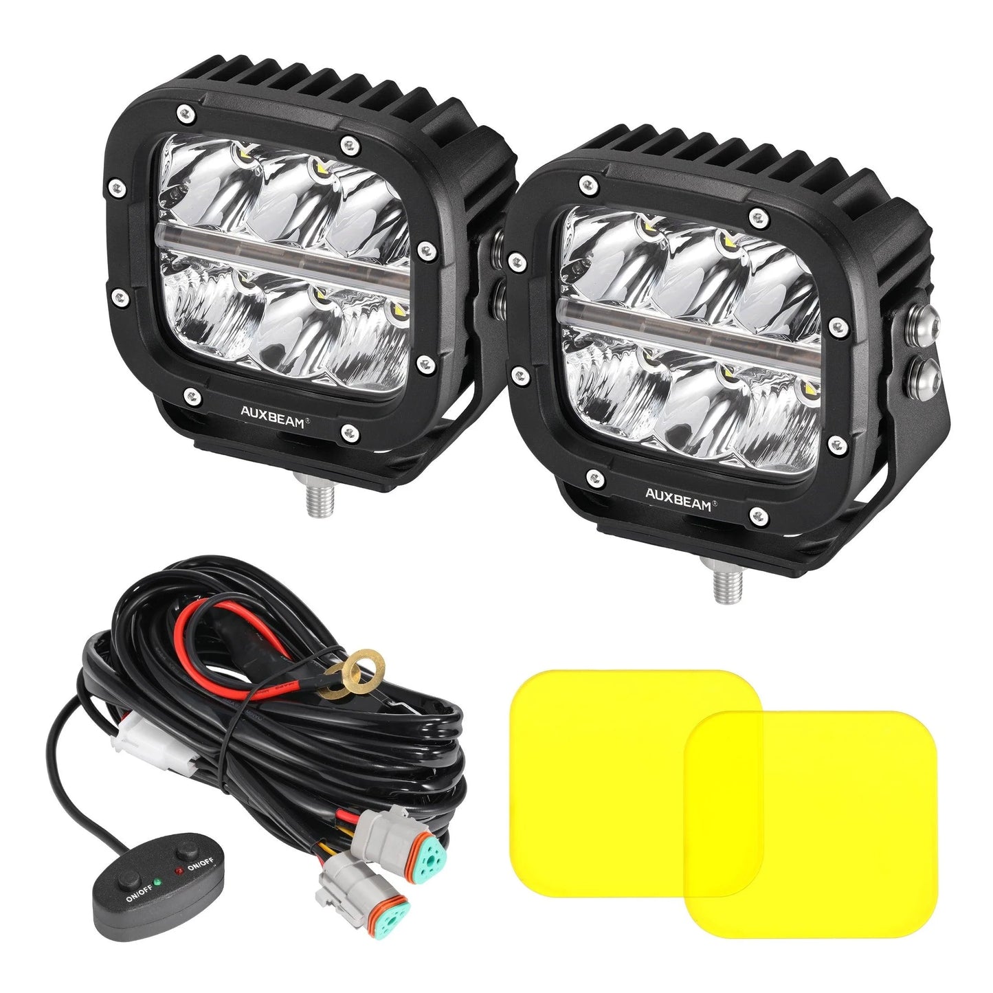 Auxbeam 5" XP-Ultra Series LED Offroad Light With Amber DRL 132W 15600LM (2 Pcs) - SLBSTORE