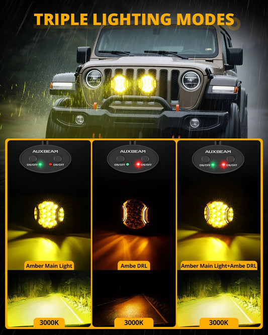 V-ULTRA SERIES | 7 INCH 226W LED SIDE SHOOTER AMBER POD LIGHTS WITH AMBER DRL - SLBSTORE