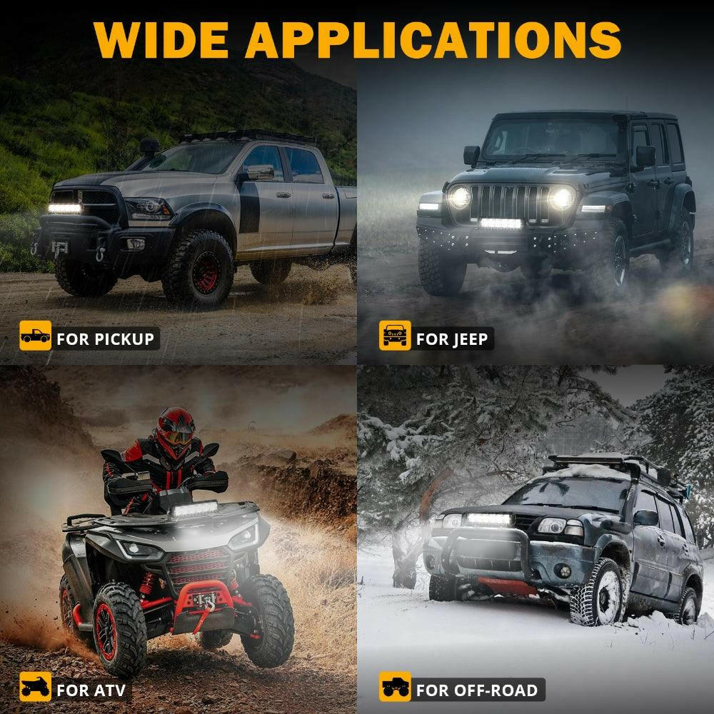 AUXBEAM SP-DRL SERIES 12 INCH 70W 8160LM DUAL ROW OFF ROAD LED LIGHT BAR WITH AMBER&WHITE DRL - SLBSTORE