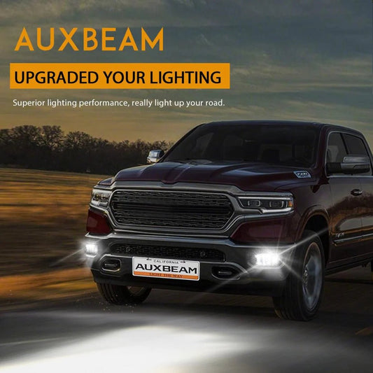 AUXBEAM LED FOG LIGHTS 36W DODGE RAM 1500 2009 - 2012 & RAM 2500/3500 2010 - 2018 (CHROME) - SLBSTORE