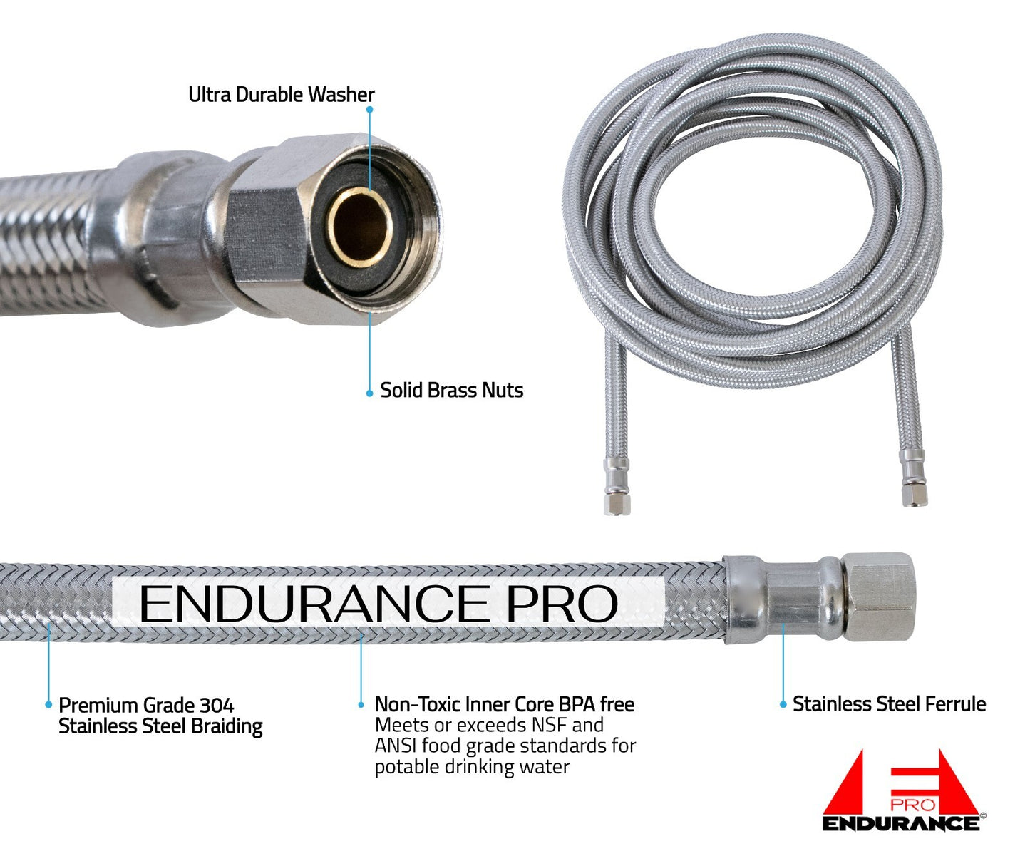 Universal Ice Maker Flexible Braided Stainless Steel Water Supply Hose - SLBSTORE