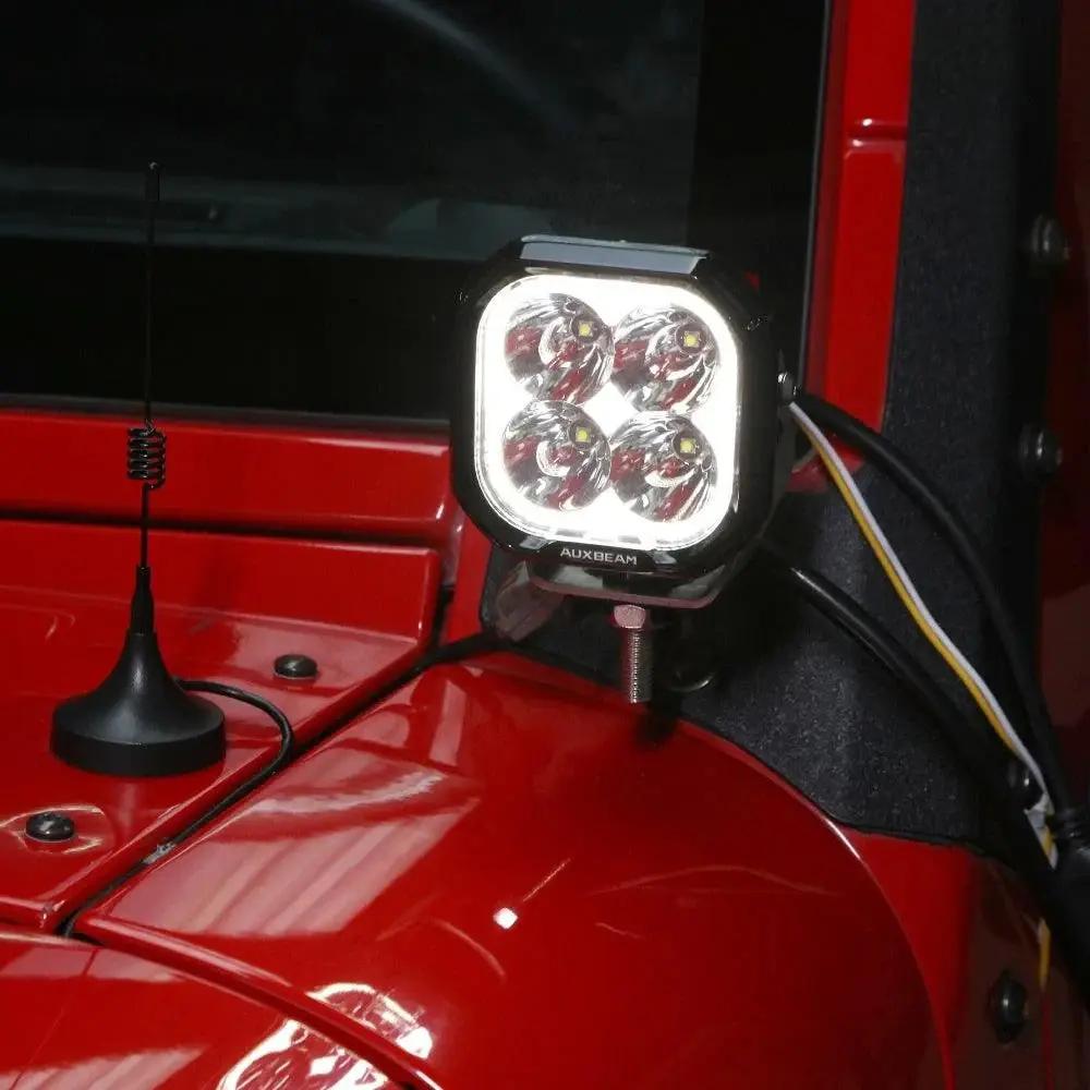 AUXBEAM 3" 100W DRL LED Pod Lights SPOT Beam With White DRL & Amber Turn Signal - SLBSTORE