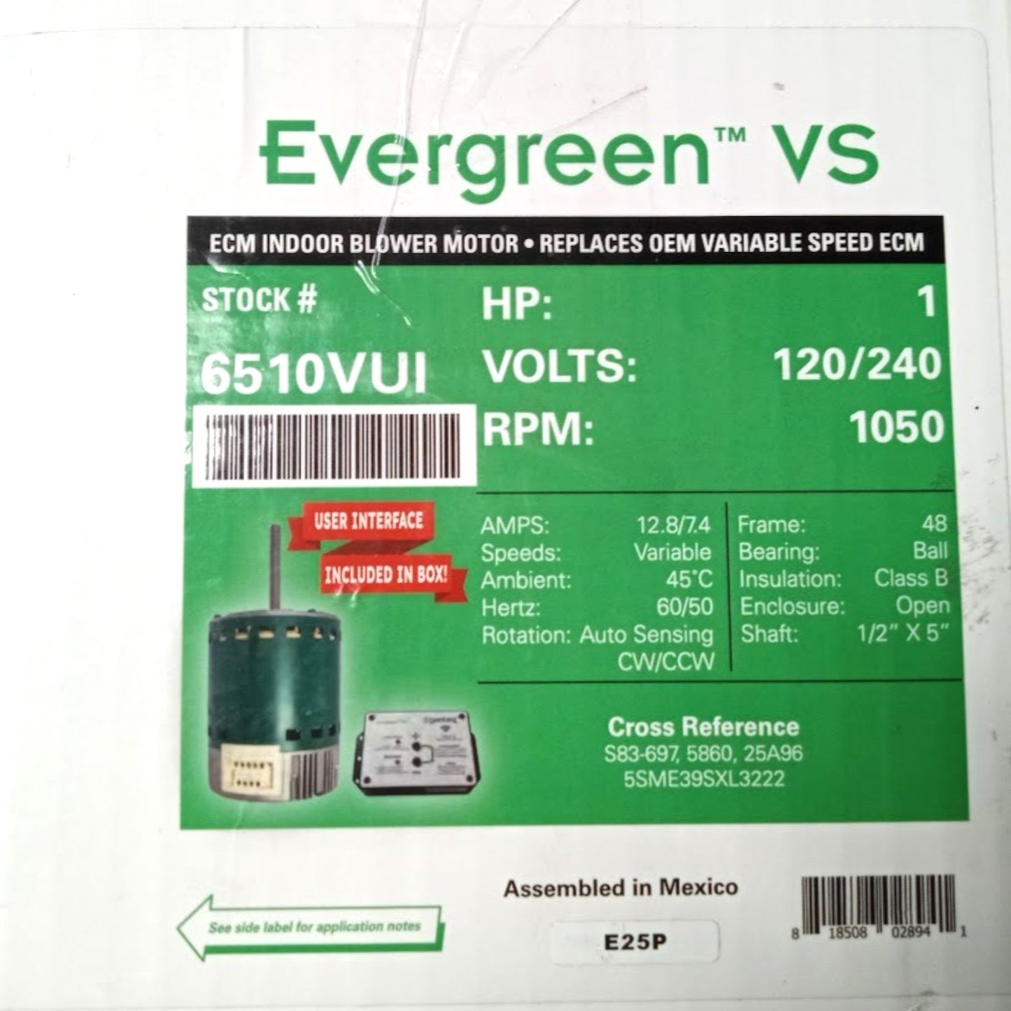 Regal Evergreen VS Motor and Interface Plug-n-Play 6510VUI 1 HP Genteq 3.0 ECM - SLBSTORE