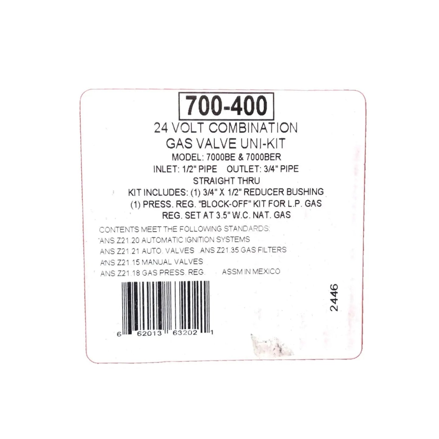 Robertshaw 700 - 400 24 Volt Gas Valve for HVAC Heating Controls Straight Through - SLBSTORE