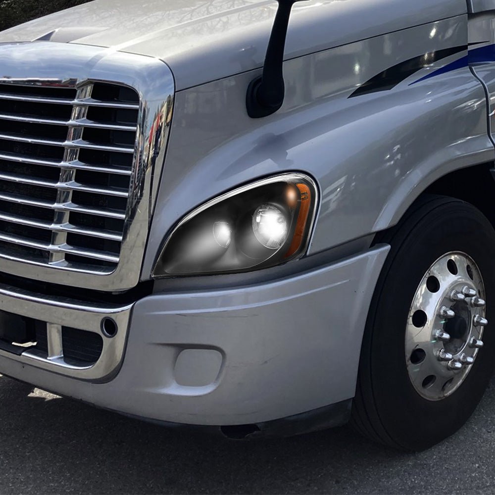 Black Headlight For 2008 - 2016 Freightliner Cascadia With Halogen Bulb, Driver's Right - SLBSTORE