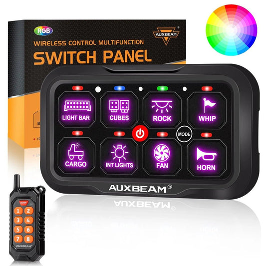 RC SERIES 8 GANG (RC - 800) RGB SWITCH PANEL WITH REMOTE CONTROLLER, TOGGLE/ MOMENTARY/ PULSED MODE SUPPORTED(ONE - SIDED OUTLET) - SLBSTORE