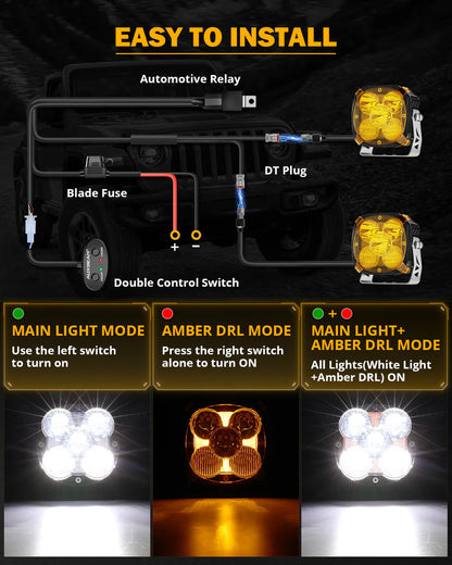 XP - ULTRA SERIES 4.5 INCH LED POD LIGHTS SPOT OFF ROAD LIGHTS WITH AMBER DRL - SLBSTORE