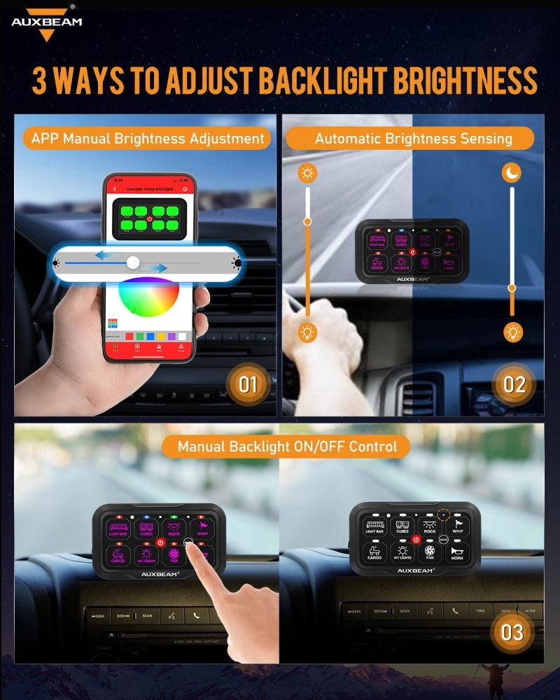 AR-800 RGB Switch Panel with APP, Toggle/ Momentary/ Pulsed Mode Supported(One-Sided Outlet) - SLBSTORE