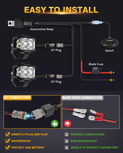 Auxbeam V-MAX Series Led Pods Lights with Amber Covers - SLBSTORE