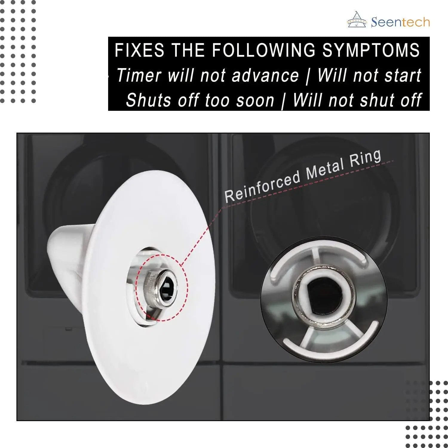 WE1M654 Timer Control Knob with Metal Ring - Compatible For GE Hotpoint Dryer - SLBSTORE