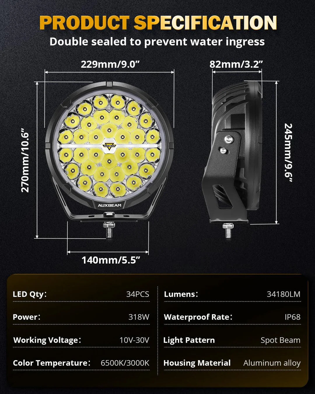 RAY - L SERIES | 9 INCH 318W 34180LM DUAL DRL OFFROAD LED DRIVING LIGHTS - SLBSTORE