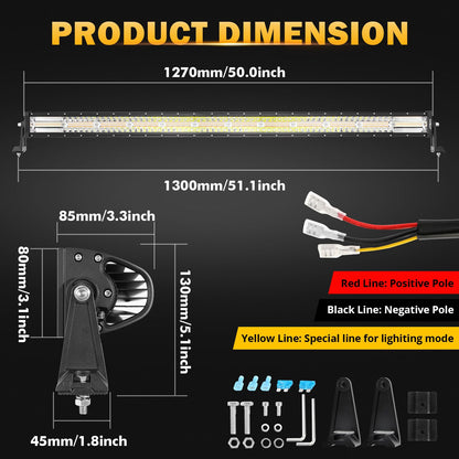 Auxbeam 6 MODES SERIES WHITE&AMBER LED LIGHT BARS 3 INCH/4INCH/7INCH/12INCH/20INCH/22 INCH/30 INCH/42 INCH/50 INCH